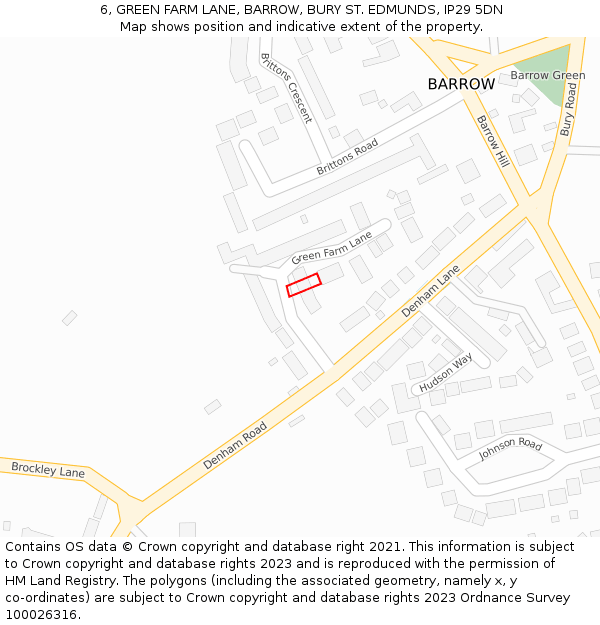 6, GREEN FARM LANE, BARROW, BURY ST. EDMUNDS, IP29 5DN: Location map and indicative extent of plot
