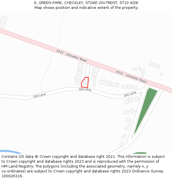 6, GREEN PARK, CHECKLEY, STOKE-ON-TRENT, ST10 4QW: Location map and indicative extent of plot