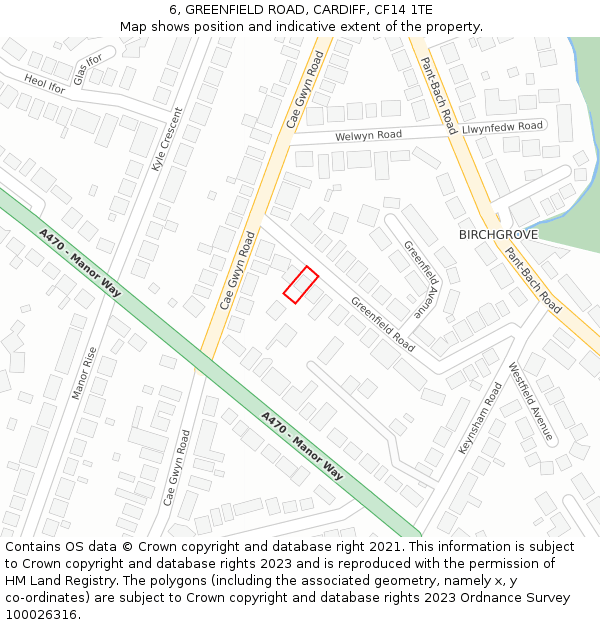 6, GREENFIELD ROAD, CARDIFF, CF14 1TE: Location map and indicative extent of plot