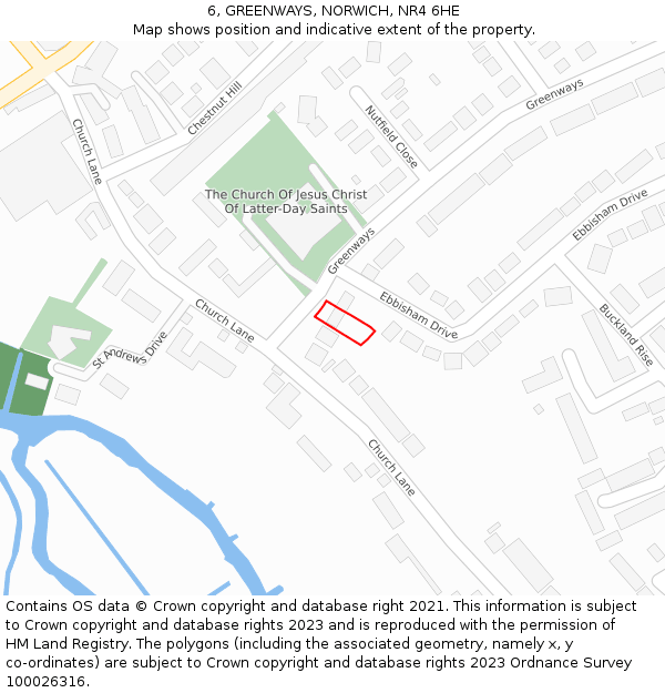 6, GREENWAYS, NORWICH, NR4 6HE: Location map and indicative extent of plot