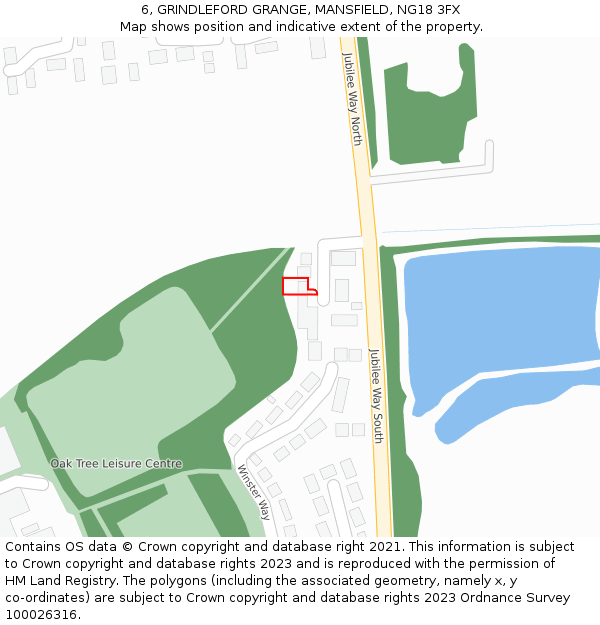 6, GRINDLEFORD GRANGE, MANSFIELD, NG18 3FX: Location map and indicative extent of plot