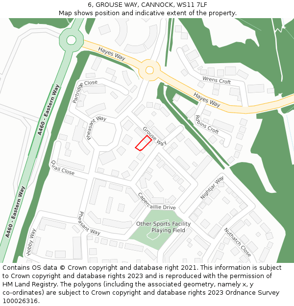 6, GROUSE WAY, CANNOCK, WS11 7LF: Location map and indicative extent of plot