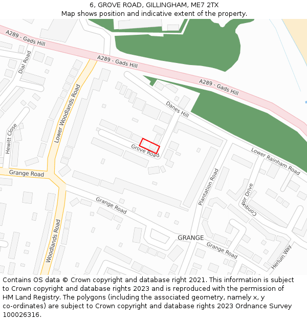 6, GROVE ROAD, GILLINGHAM, ME7 2TX: Location map and indicative extent of plot