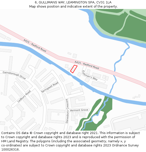 6, GULLIMANS WAY, LEAMINGTON SPA, CV31 1LA: Location map and indicative extent of plot