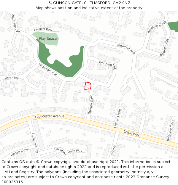 6, GUNSON GATE, CHELMSFORD, CM2 9NZ: Location map and indicative extent of plot