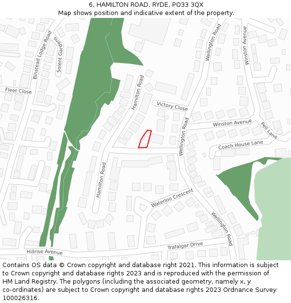 6, HAMILTON ROAD, RYDE, PO33 3QX: Location map and indicative extent of plot