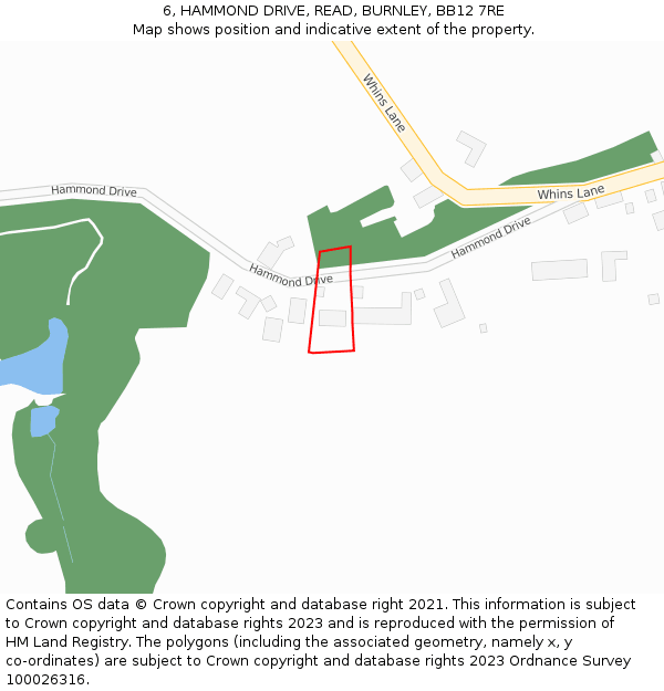 6, HAMMOND DRIVE, READ, BURNLEY, BB12 7RE: Location map and indicative extent of plot