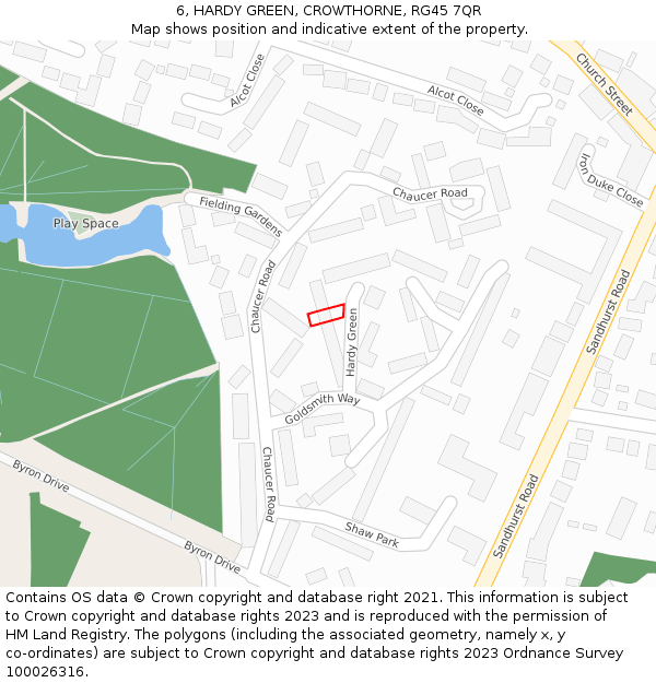 6, HARDY GREEN, CROWTHORNE, RG45 7QR: Location map and indicative extent of plot