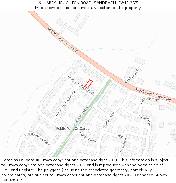 6, HARRY HOUGHTON ROAD, SANDBACH, CW11 3SZ: Location map and indicative extent of plot
