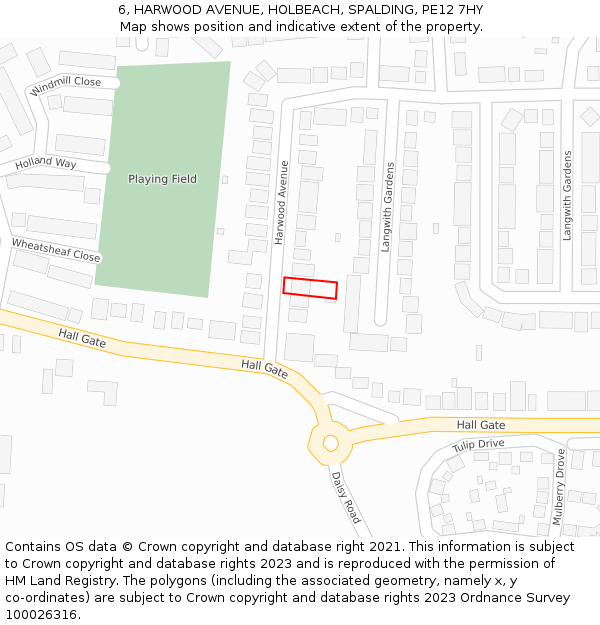 6, HARWOOD AVENUE, HOLBEACH, SPALDING, PE12 7HY: Location map and indicative extent of plot
