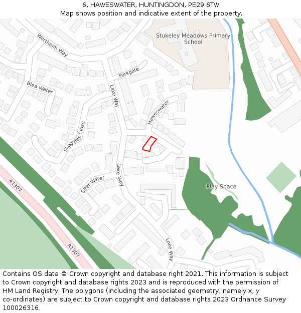 6, HAWESWATER, HUNTINGDON, PE29 6TW: Location map and indicative extent of plot