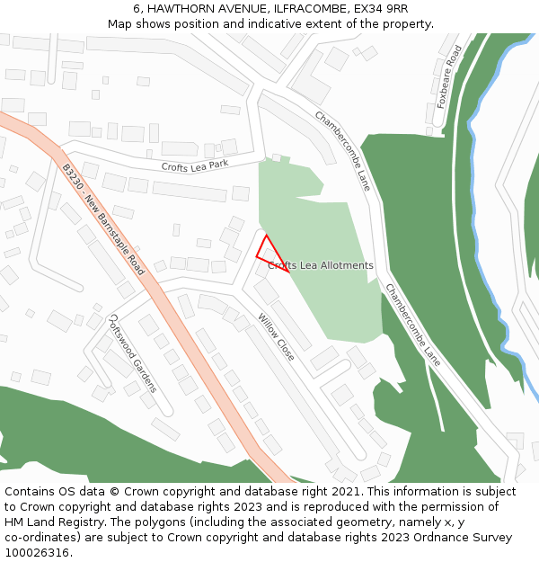 6, HAWTHORN AVENUE, ILFRACOMBE, EX34 9RR: Location map and indicative extent of plot