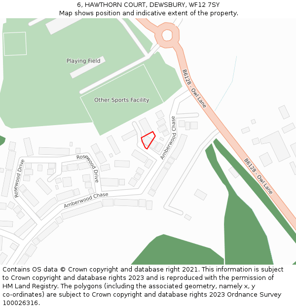 6, HAWTHORN COURT, DEWSBURY, WF12 7SY: Location map and indicative extent of plot