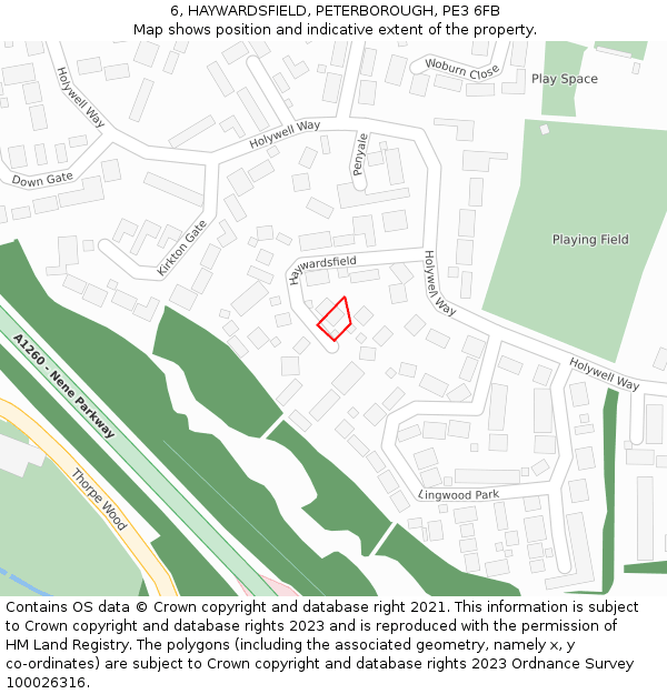 6, HAYWARDSFIELD, PETERBOROUGH, PE3 6FB: Location map and indicative extent of plot
