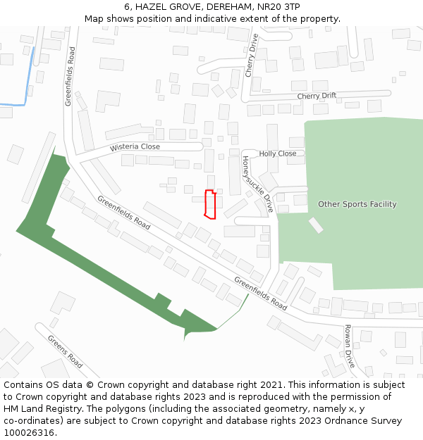6, HAZEL GROVE, DEREHAM, NR20 3TP: Location map and indicative extent of plot