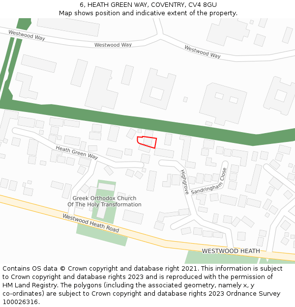 6, HEATH GREEN WAY, COVENTRY, CV4 8GU: Location map and indicative extent of plot