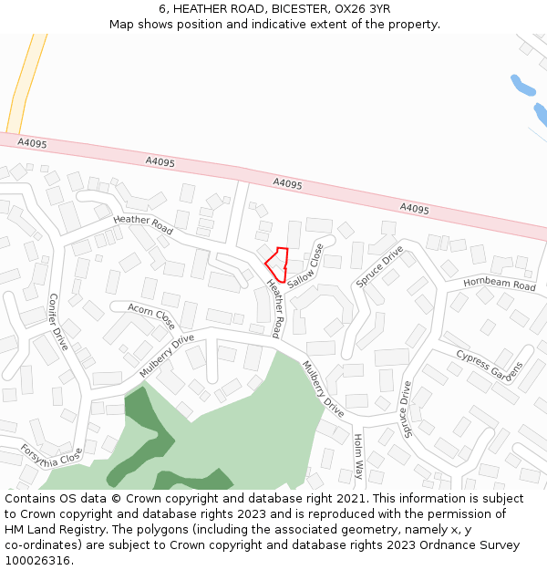 6, HEATHER ROAD, BICESTER, OX26 3YR: Location map and indicative extent of plot