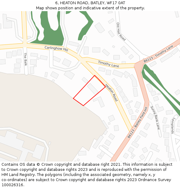 6, HEATON ROAD, BATLEY, WF17 0AT: Location map and indicative extent of plot