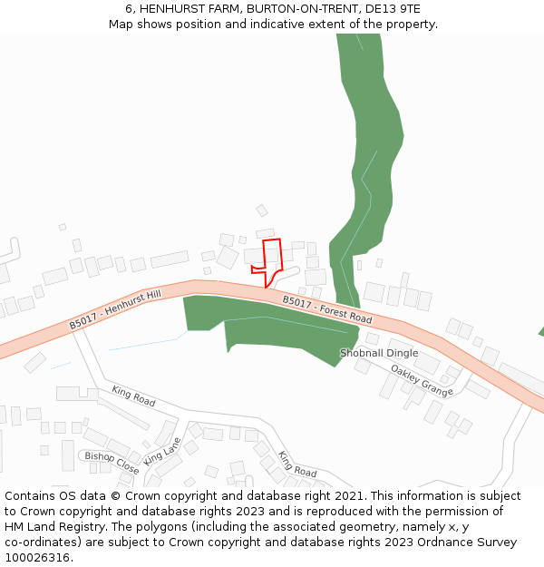 6, HENHURST FARM, BURTON-ON-TRENT, DE13 9TE: Location map and indicative extent of plot