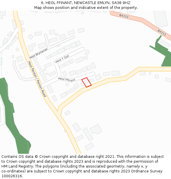 6, HEOL FFINANT, NEWCASTLE EMLYN, SA38 9HZ: Location map and indicative extent of plot
