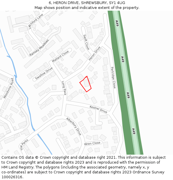 6, HERON DRIVE, SHREWSBURY, SY1 4UG: Location map and indicative extent of plot
