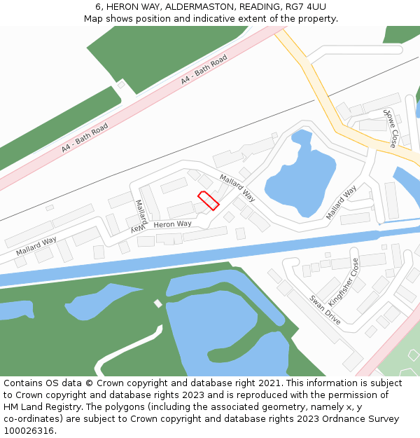 6, HERON WAY, ALDERMASTON, READING, RG7 4UU: Location map and indicative extent of plot