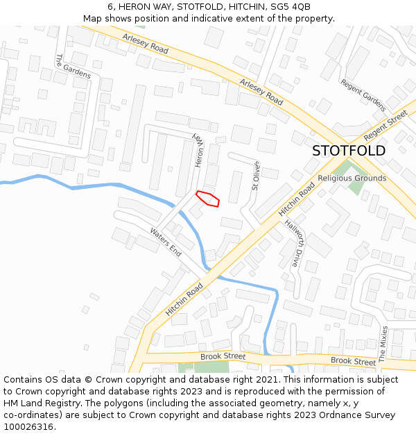 6, HERON WAY, STOTFOLD, HITCHIN, SG5 4QB: Location map and indicative extent of plot