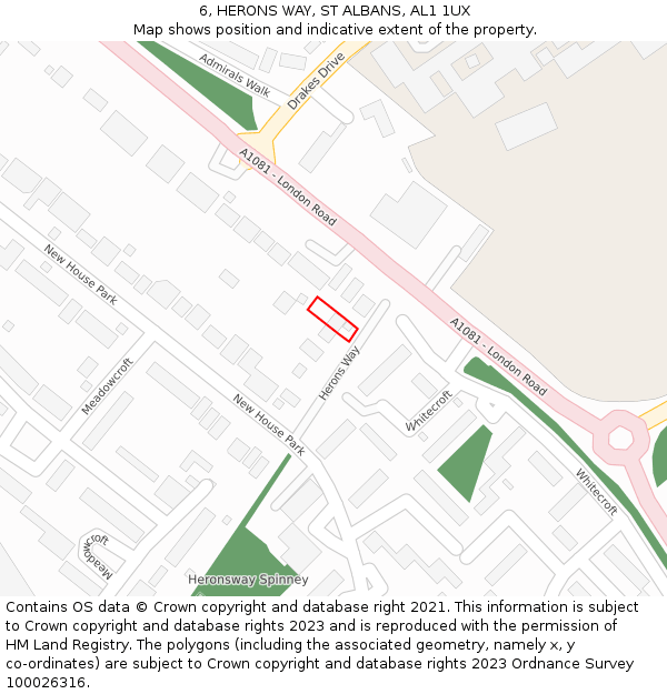 6, HERONS WAY, ST ALBANS, AL1 1UX: Location map and indicative extent of plot