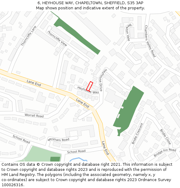6, HEYHOUSE WAY, CHAPELTOWN, SHEFFIELD, S35 3AP: Location map and indicative extent of plot