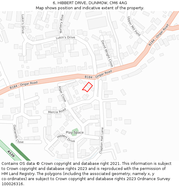 6, HIBBERT DRIVE, DUNMOW, CM6 4AG: Location map and indicative extent of plot