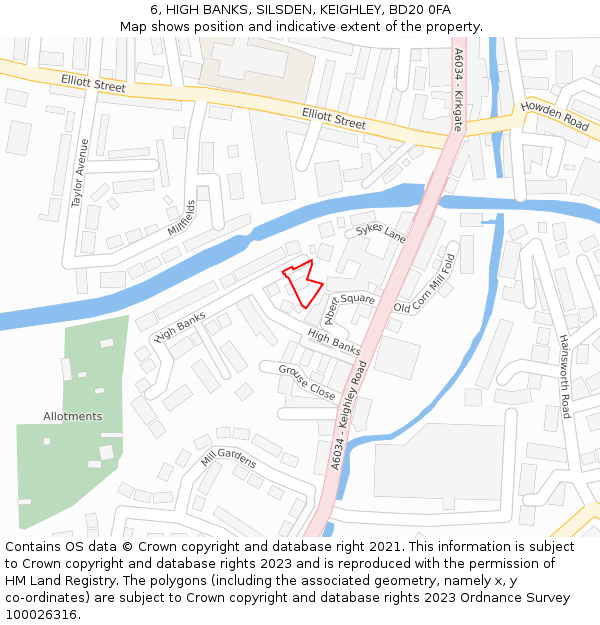 6, HIGH BANKS, SILSDEN, KEIGHLEY, BD20 0FA: Location map and indicative extent of plot