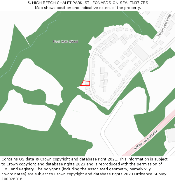 6, HIGH BEECH CHALET PARK, ST LEONARDS-ON-SEA, TN37 7BS: Location map and indicative extent of plot