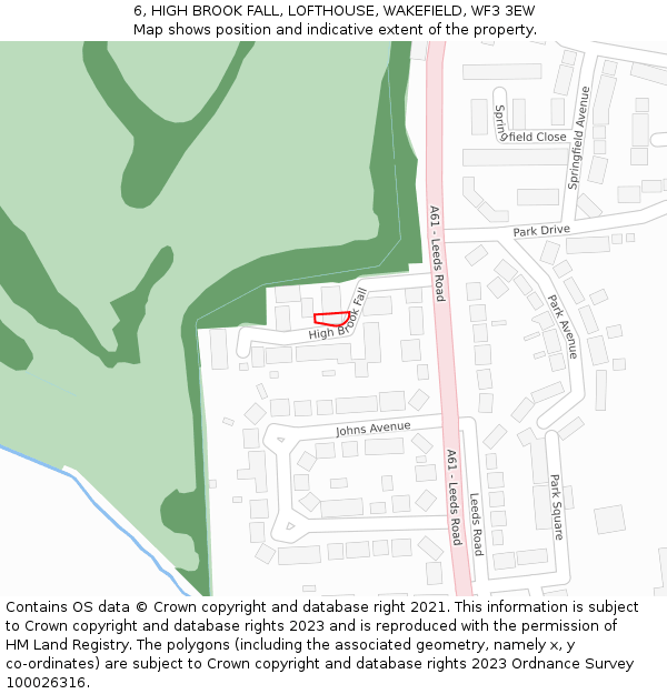 6, HIGH BROOK FALL, LOFTHOUSE, WAKEFIELD, WF3 3EW: Location map and indicative extent of plot