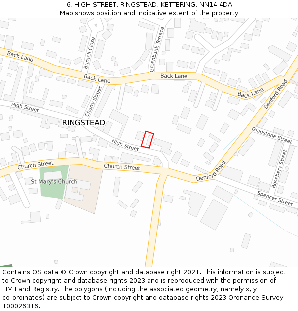 6, HIGH STREET, RINGSTEAD, KETTERING, NN14 4DA: Location map and indicative extent of plot