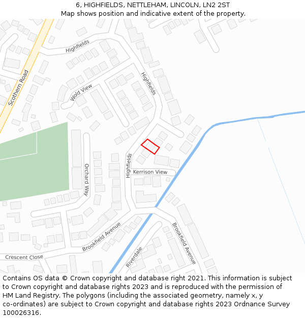 6, HIGHFIELDS, NETTLEHAM, LINCOLN, LN2 2ST: Location map and indicative extent of plot