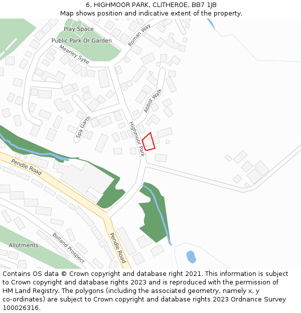 6, HIGHMOOR PARK, CLITHEROE, BB7 1JB: Location map and indicative extent of plot