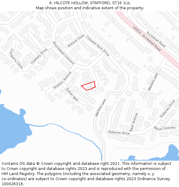 6, HILCOTE HOLLOW, STAFFORD, ST16 1UL: Location map and indicative extent of plot