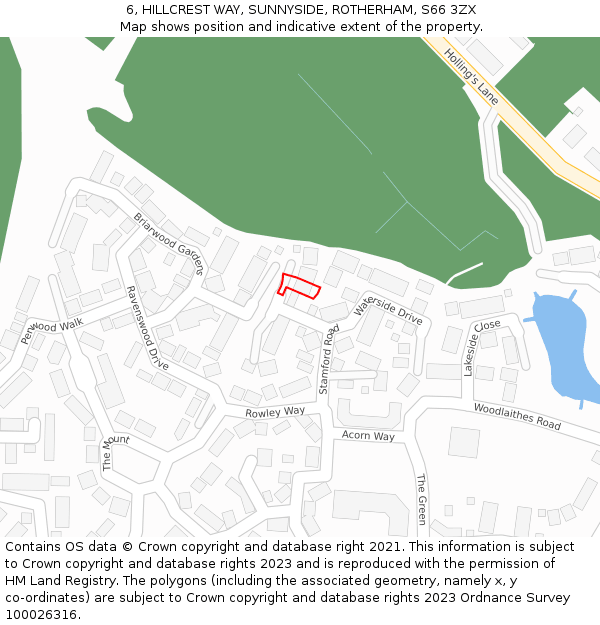 6, HILLCREST WAY, SUNNYSIDE, ROTHERHAM, S66 3ZX: Location map and indicative extent of plot