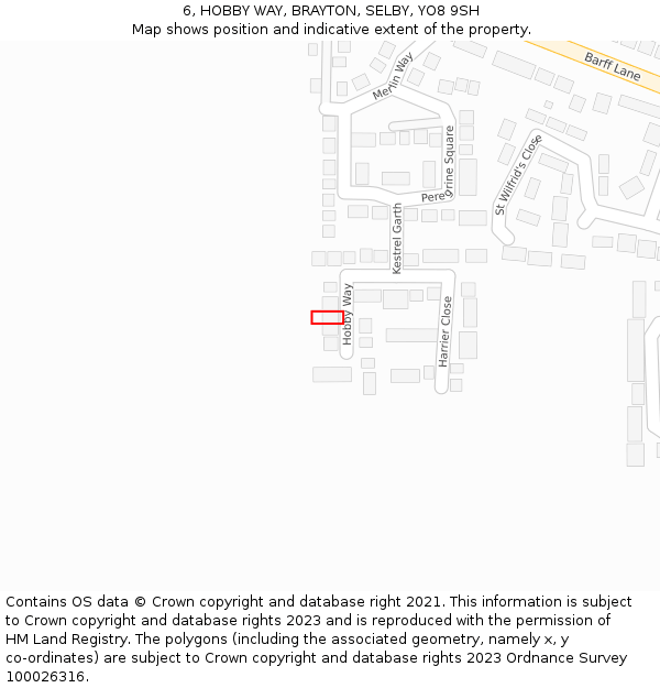 6, HOBBY WAY, BRAYTON, SELBY, YO8 9SH: Location map and indicative extent of plot