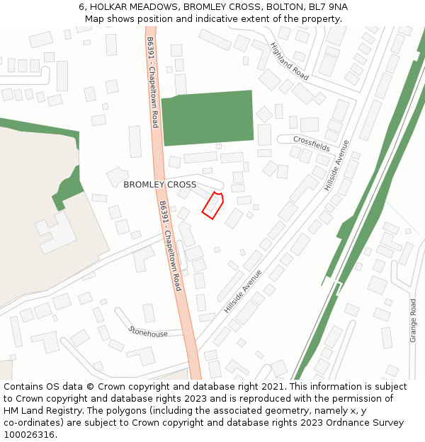 6, HOLKAR MEADOWS, BROMLEY CROSS, BOLTON, BL7 9NA: Location map and indicative extent of plot
