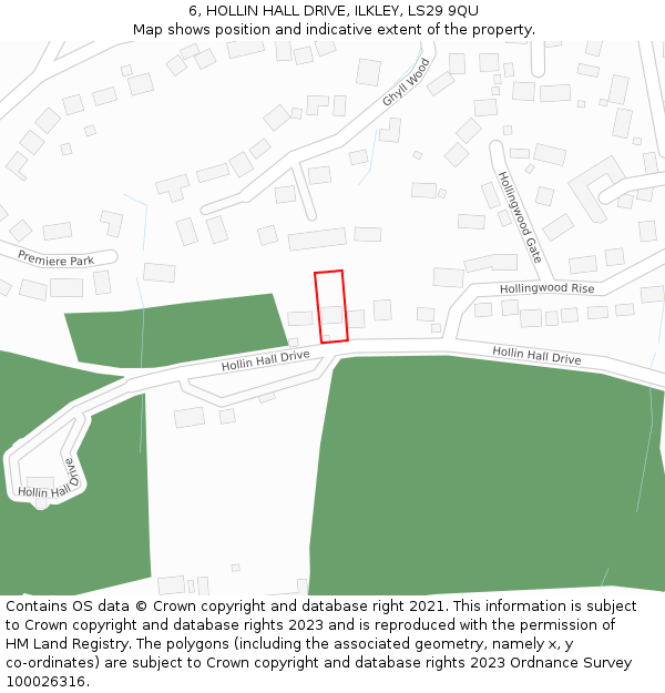 6, HOLLIN HALL DRIVE, ILKLEY, LS29 9QU: Location map and indicative extent of plot