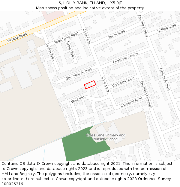 6, HOLLY BANK, ELLAND, HX5 0JT: Location map and indicative extent of plot