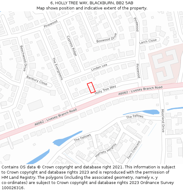 6, HOLLY TREE WAY, BLACKBURN, BB2 5AB: Location map and indicative extent of plot