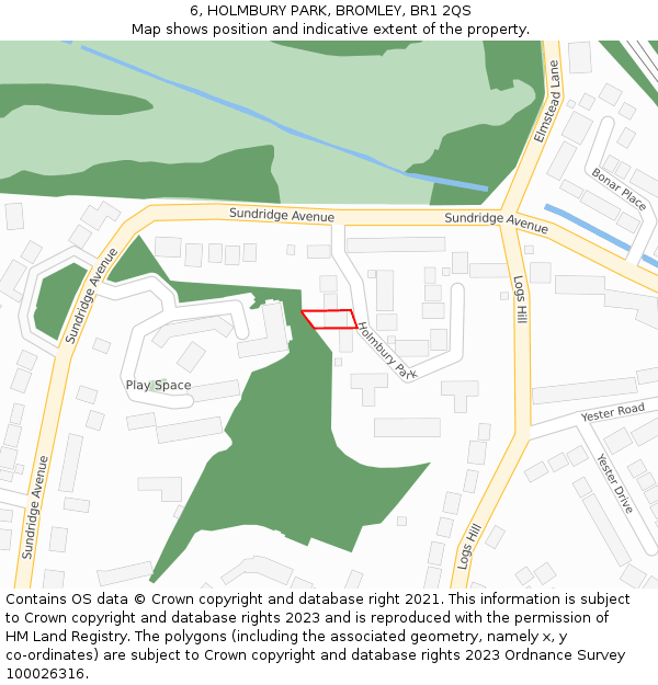 6, HOLMBURY PARK, BROMLEY, BR1 2QS: Location map and indicative extent of plot