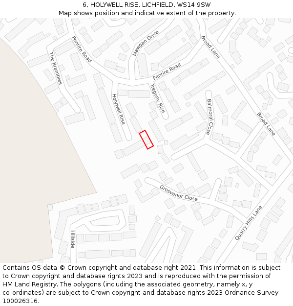 6, HOLYWELL RISE, LICHFIELD, WS14 9SW: Location map and indicative extent of plot