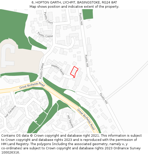 6, HOPTON GARTH, LYCHPIT, BASINGSTOKE, RG24 8AT: Location map and indicative extent of plot