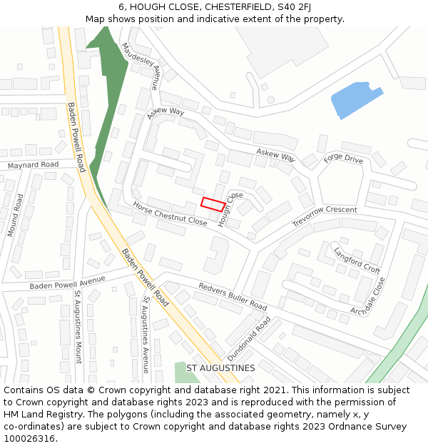 6, HOUGH CLOSE, CHESTERFIELD, S40 2FJ: Location map and indicative extent of plot