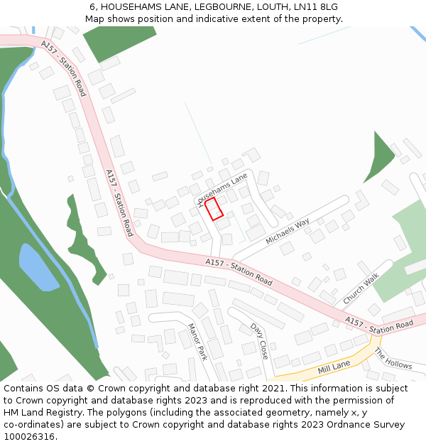 6, HOUSEHAMS LANE, LEGBOURNE, LOUTH, LN11 8LG: Location map and indicative extent of plot