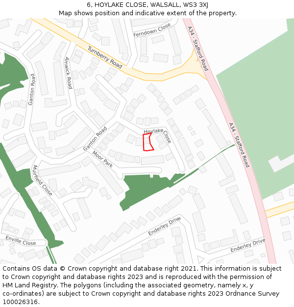 6, HOYLAKE CLOSE, WALSALL, WS3 3XJ: Location map and indicative extent of plot