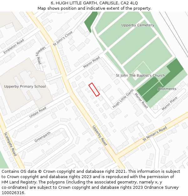 6, HUGH LITTLE GARTH, CARLISLE, CA2 4LQ: Location map and indicative extent of plot